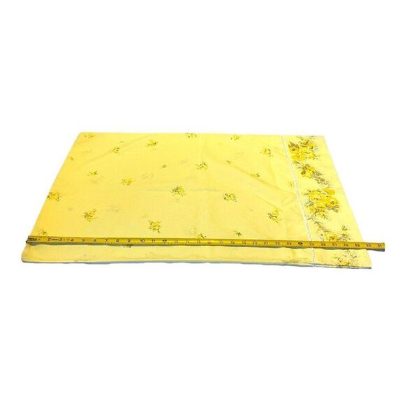 Twin Perma Prest Yellow Floral Set of 2 Flat Sheets 1 Pillowcase Vintage Lot - Picture 7 of 10
